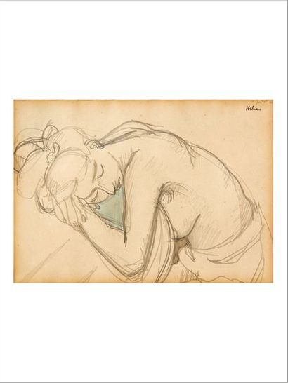 Jean HÉLION (1904-1987) ? Nu attablé, 1946
Crayon et aquarelle sur papier.
Signé...