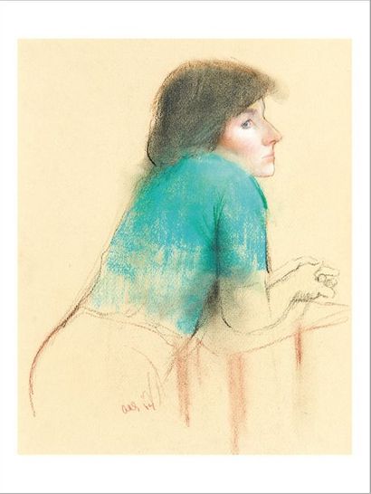 AARON SHIKLER (NÉ EN 1922) Woman in a green sweater, 1984
Pastel sur papier beige.
Signé...