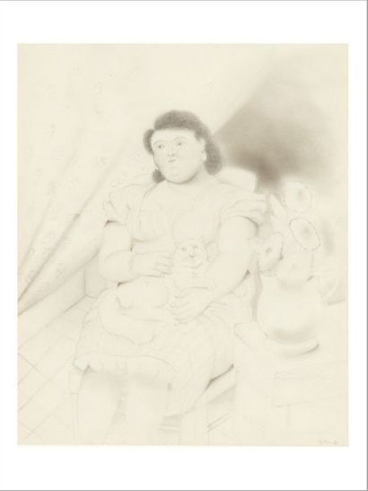 Fernando Botero (né en 1932) Woman with a cat, 1980
Dessin au crayon sur papier.
Signé...