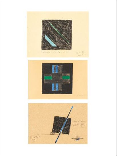 DIMITRY ORLAC (NÉ EN 1956) Compositions, 1989
Ensemble de trois pastels sur papier.
Chacun...