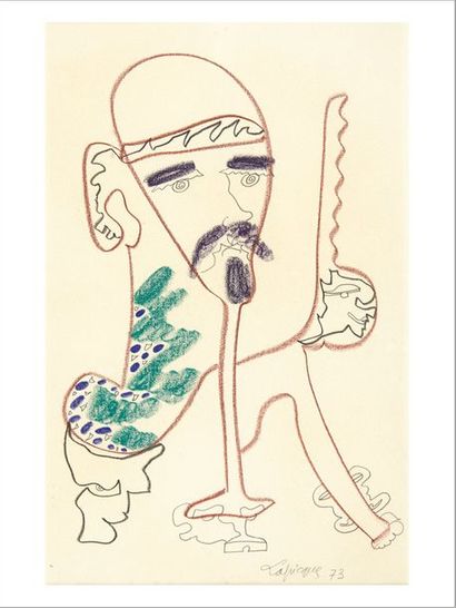 Charles LAPICQUE (1898-1988) L'explorateur
Pastel et crayon sur papier.
Signé et...