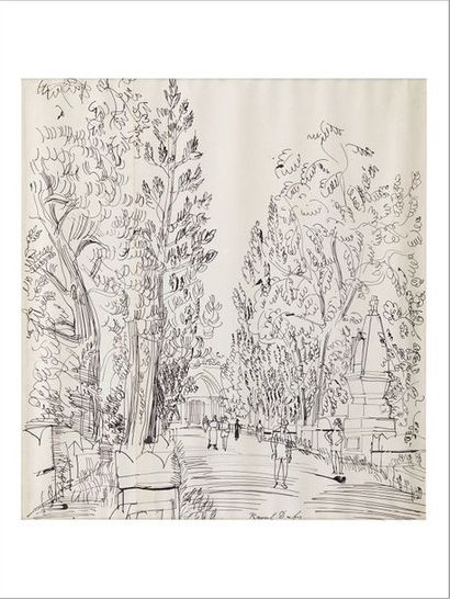 Raoul DUFY (1877-1953) Promenade
Encre sur deux feuilles de papier.
Signée en bas...