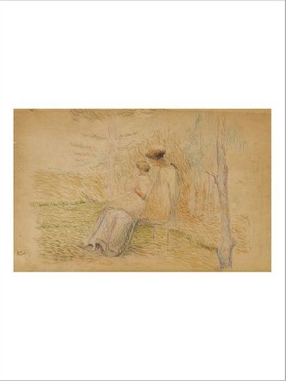 Hippolyte PETITJEAN (1854-1929) Mère et son enfant, circa 1888
Aquarelle et crayon...
