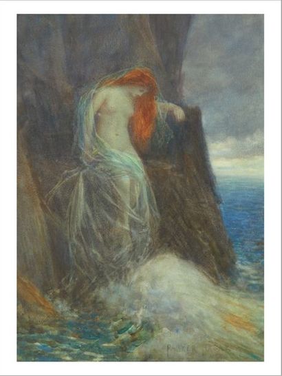 PARKER HAGARTY (1859-1934) Angélique enchainée sur un rocher, la mer agitée à ses...