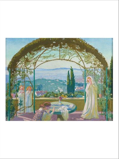 Maurice DENIS (1870-1943) 
Annunciation at Fiesole (Bellavista), 1907
Oil on canvas.
Signed,...