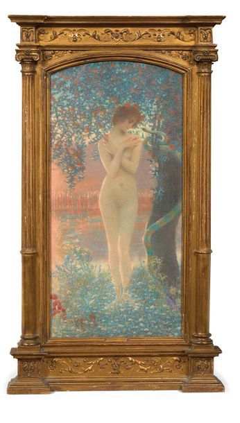 LUCIEN LEVY - DHURMER (1865-1953) Eve and the snake, 1914
Oil on canvas.
Signed,...