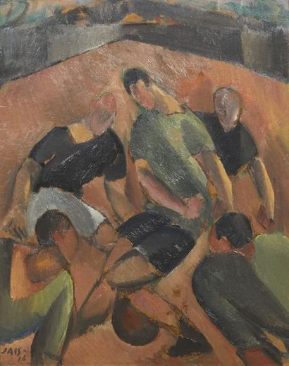 OLE JAIS NIELSEN (1885-1961) The football match, 1916
Oil on panel.
Signed and dated...
