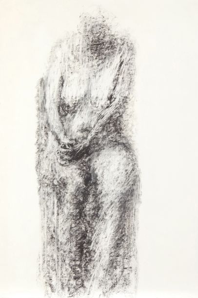Eugène DODEIGNE (né en 1923) Femme, les mains jointes, 1973
Fusain sur papier.
Signé...