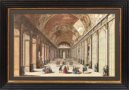 null CONTINUATION OF SIX OPTICAL VIEWS OF GOUACHE Interior of 18th century palaces...