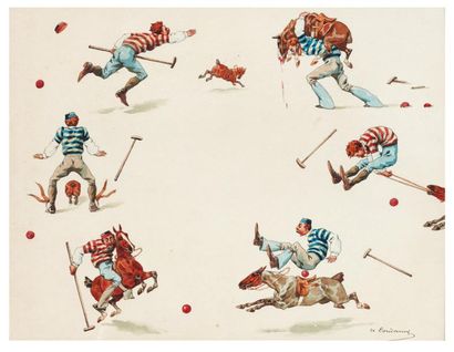 CHARLES FERNAND DE CONDAMY (1855-1913) Personnages Aquarelle sur papier. Signée en...