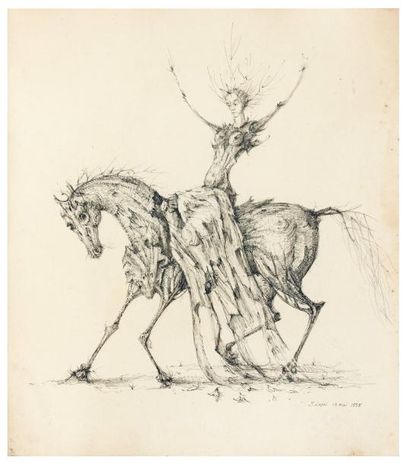 STANISLAS LEPRI (1905-1980) Cavalier, 12 mai 1955 Encre sur papier. Signée et datée...