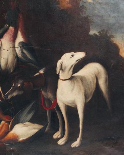 ECOLE GÉNOISE DU XVIIIE SIÈCLE, ATELIER DE VINCENT MALO (VERS 1600-1650) Chien devant...