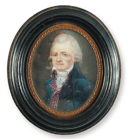 Ecole française de la fin du XVIIIe siècle Portrait d' homme à la redingote bleue...