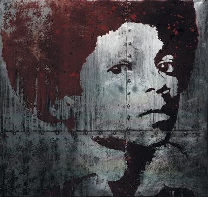 Emilie Michael Jackson, 2010 Peinture aérosol, Encres et colorant sur plaque d'alu...