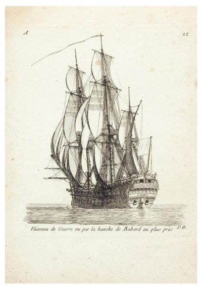 [OZANNE (Pierre)] Mélanges de vaisseaux, de barques et de bateaux. 1er cahier. Paris,...