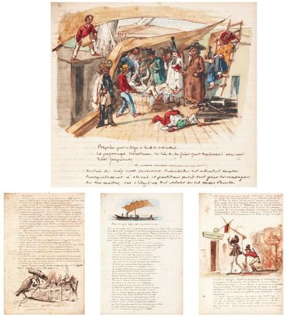 [FAUDOAS (René de)] Journal de voyage. 1839-1840. Manuscrit sur papier, in-folio,...