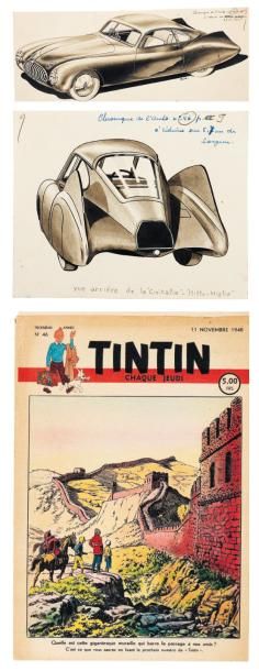 JACQUES MARTIN (1921-2010) Chronique auto du journal de Tintin: 2 dessins à l'encre...