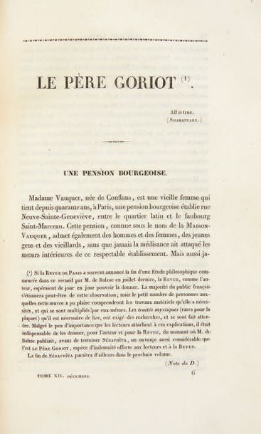 BALZAC, Honoré de. The Field Physician. Paris, imprint A. Barbier for Mame-Delaunay,...