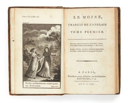 LEWIS, Matthew Gregory. Le Moine, translated from English. Paris, chez Maradan, An...