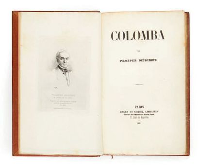 MERIMEE, Prosper. Colomba. Paris, Magen et Comon, 1841. In-8 (29 x 135 mm) de 2 ff.n.ch.,...