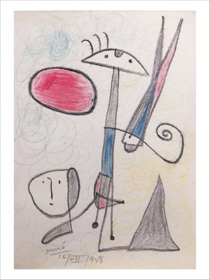 Joan MIRO (1893-1983) 
Composition with figures, 1948, from the personal guestbook...