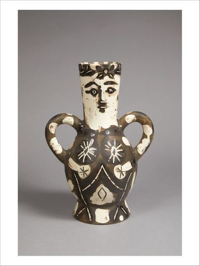 Pablo Picasso (1881-1973) Vase with two high handles, 1952 Fired earthenware turned...