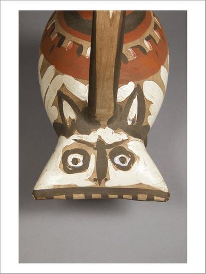 Pablo Picasso (1881-1973) 
Tarasque, 1954 Zoomorphic ceramic
pitcher painted partially...