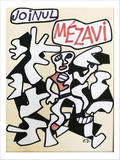 Jean Dubuffet (1901-1985) 
Mézavi - Maquette pour la couverture pleine page du livre...