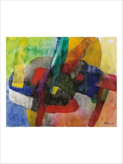 Maurice ESTÈVE (1904-2001) 
Composition, 1989
Watercolour on paper.
Signed and dated...