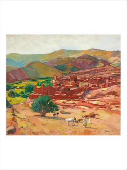 Jacques MAJORELLE (1886-1962) 
The walnut tree or village in a high Atlas valley,...