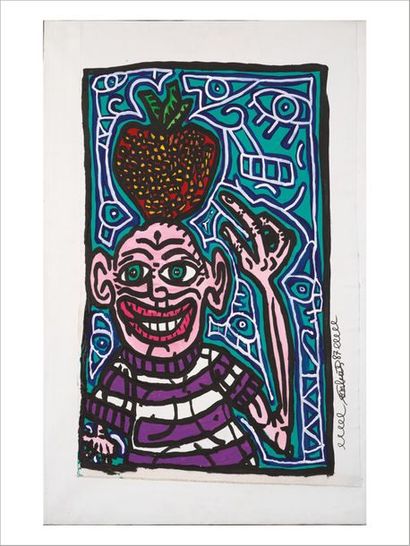 Robert COMBAS (Né en 1957) 
Strawberry Man, 1987
Oil on canvas.
Signed and dated...