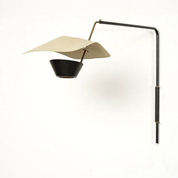 Pierre GUARICHE 1926-1995 
Wall lamp "Cerf-volant" model "G 25" Black and white lacquered
metal,...