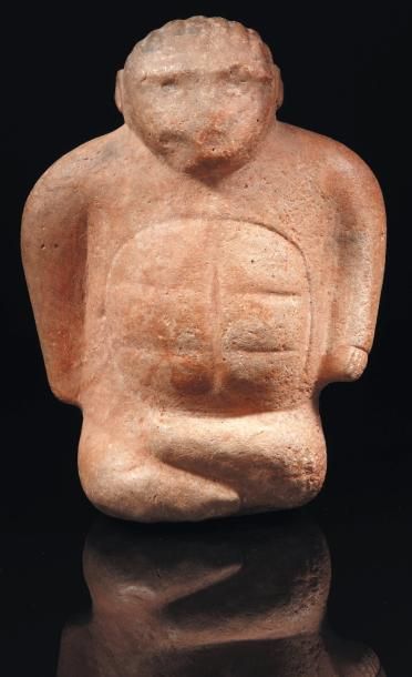 Orient Statuette représentant un homme stylisé, assis en tailleur, les muscles abdominaux...