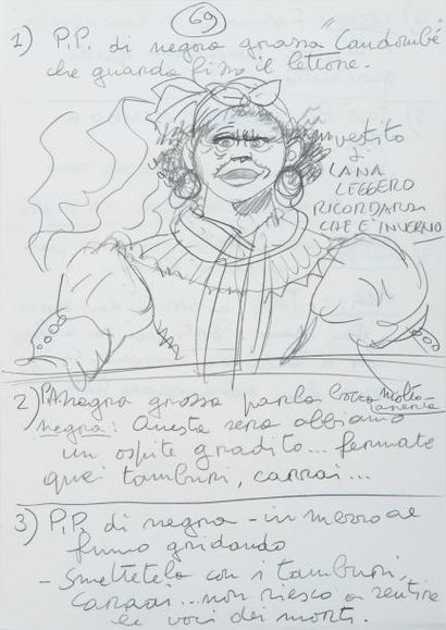HUGO PRATT (1927-1995) El Gaucho, 1991 Crayon et technique mixte. Storyboard orignal,...