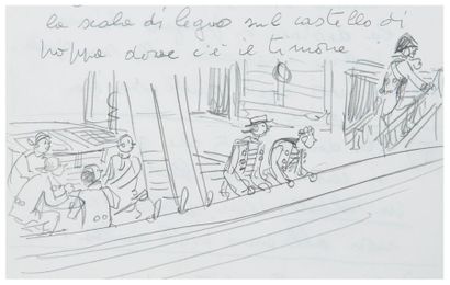 HUGO PRATT (1927-1995) El Gaucho, 1991 Crayon et technique mixte. Storyboard orignal,...