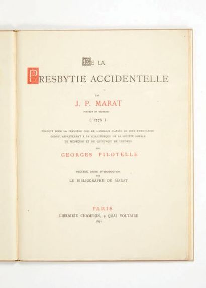 MARAT (Jean-Paul). De la Presbytie accidentelle, par J.-P. Marat, docteur en Médecine...