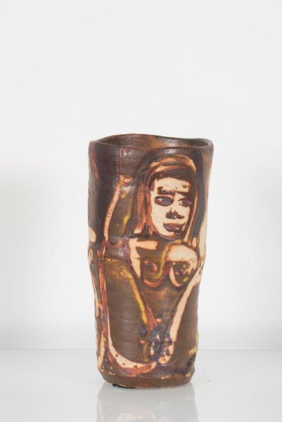 Roger Herman (Né en 1947) Ceramic painted. Signed with initials and dated at the...