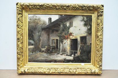 null Ecole Française - 
La ferme - 

Huile sur toile signée et datée 1903. H_45cm...