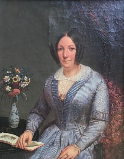 null Ecole Française du XIXe siècle - 

Portrait de femme - 

Huile sur toile ac...