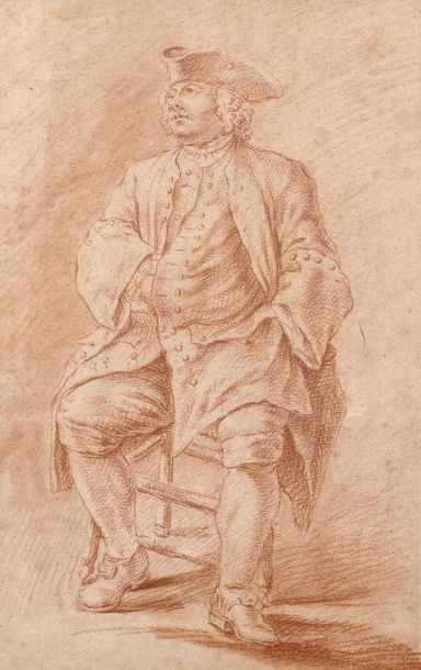 null Ecole Française du XVIIIe siècle - Portrait d'homme assis - sanguine.
H_30 cm...