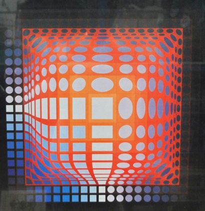Victor VASARELY (1906 - 1997) Composition cinétique - sérigraphie en couleur H_40cm...