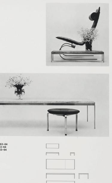 POUL KJAERHOLM (1929-1980) Tabouret modèle « PK33 » Acier nickelé mat et cuir brun...