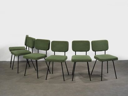 ANDRÉ SIMARD (Né en 1926) Série de 6 chaises 

Tissu vert et métal laqué noir

Édition...