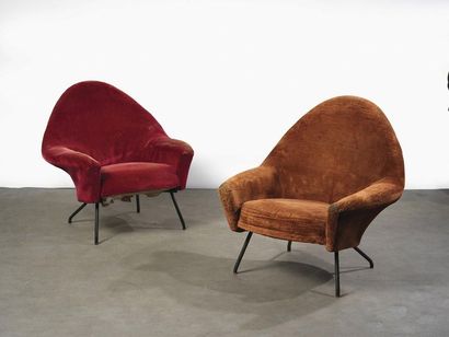 Joseph-André MOTTE (1925-2013) Paire de fauteuils modèle « 770 »

Tissu rouge/ orange...