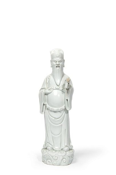 null Chine - XVIIIe siècle. Statuette en porcelaine blanche, l'immortel Cao Guojiu...
