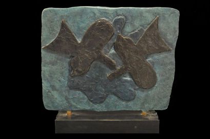 Georges BRAQUE (1882 - 1963) Pelias and Nélée 

Bronze print with black and blue...