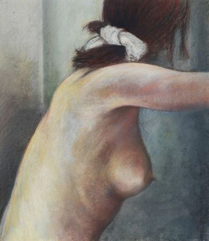 RA'ANAN LEVY (NÉ EN 1954) Nude pastel woman on paper. Pastel on paper. H_64 cm W_45...