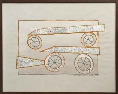 Alex Kosta (1925–2005) Wheels, South- south east, 1974 Collage and painting on paper....