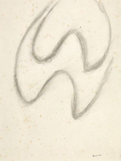 Jean FAUTRIER (1898-1964) Nu double, circa 1942 Dessin au crayon sur papier. Cachet...