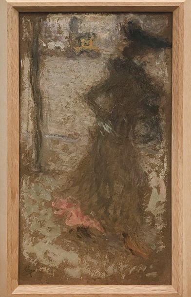 Georges Lemmen (1865–1916) Elégante, Huile sur carton. Signée en bas à gauche. H_41...